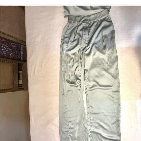 💚 Abercrombie & Fitch Sloan Tailored Wide Leg Satin Pants & Top 28L 6 Long Large - Picture 6 of 16